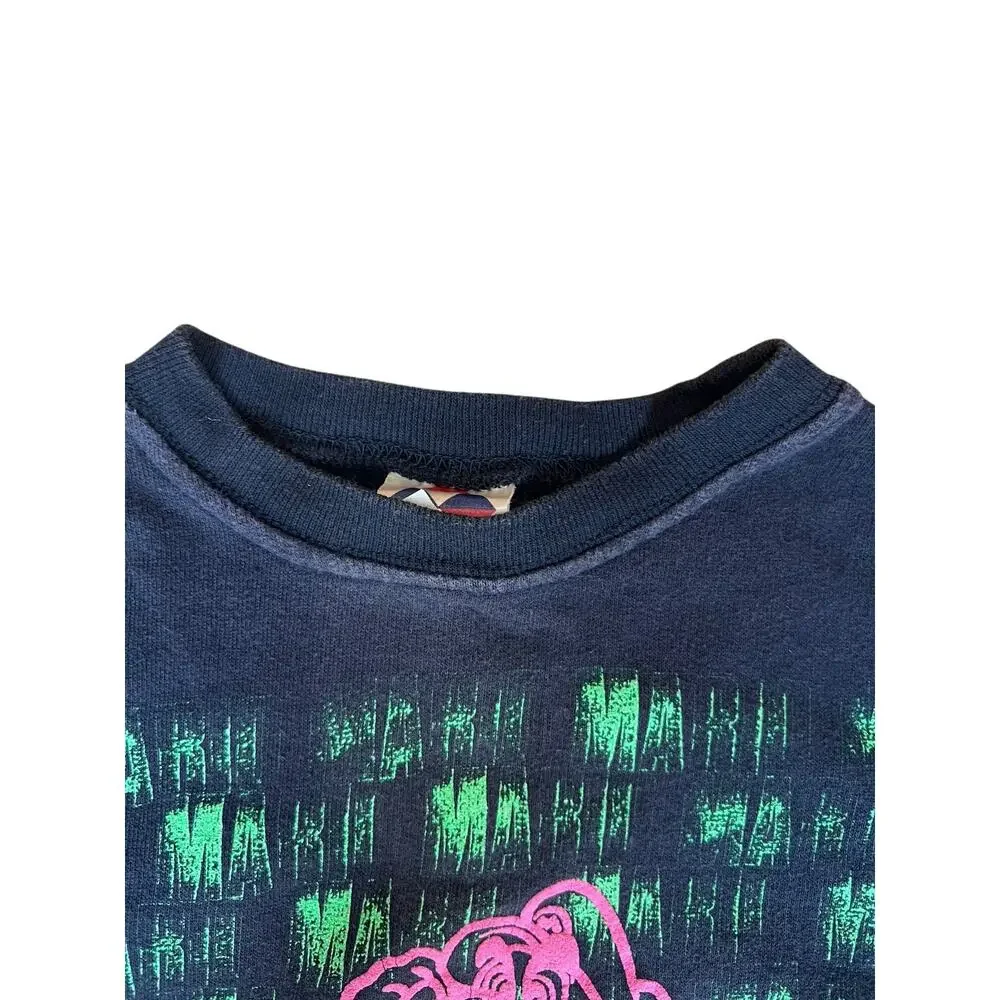 1989 RARE Nintendo of Ameria Super Mario Kids Boy Neon Graphic Sweatshirt Sz 6